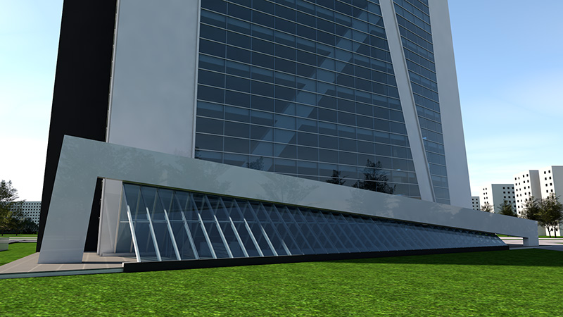 office tower skylight view